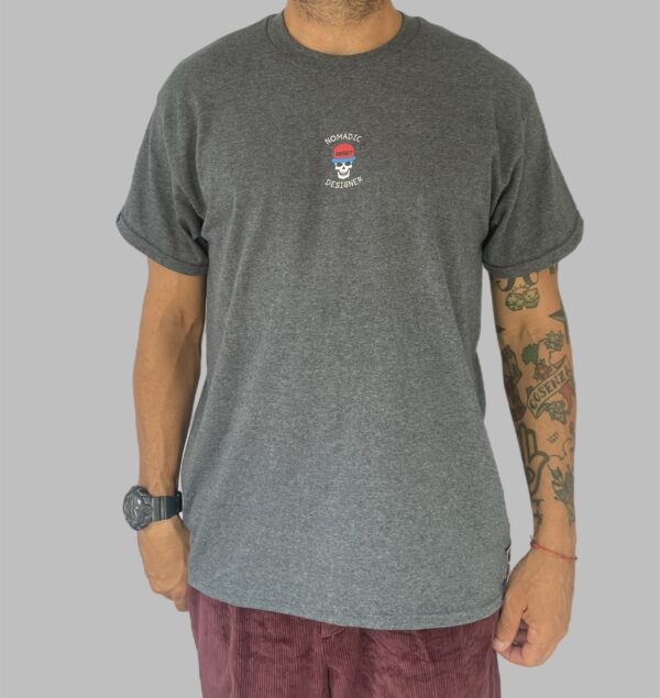 Men's  Nomadic Designer Skating Skull Short Sleeve Tee - Image 2