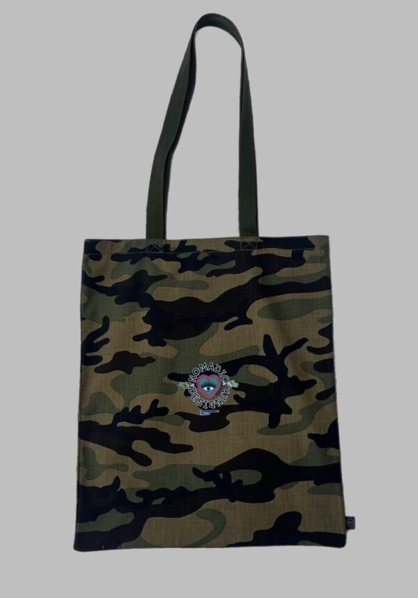 Womens Camo Nomadic Designer EYE HEART Tote Bag - Image 2