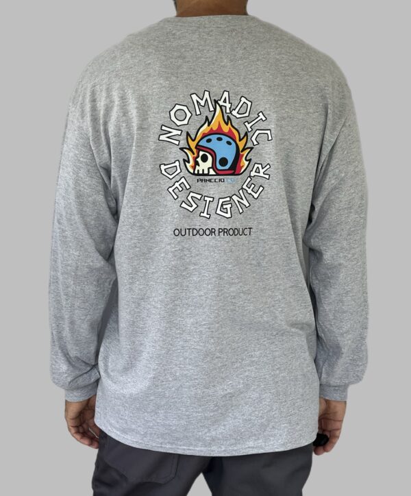 Men's Nomadic Designer Skull Helmet Fire Long Sleeve Tee - Image 2