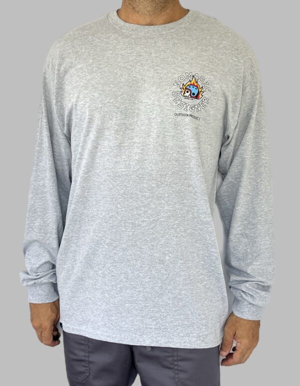Men's Nomadic Designer Skull Helmet Fire Long Sleeve Tee