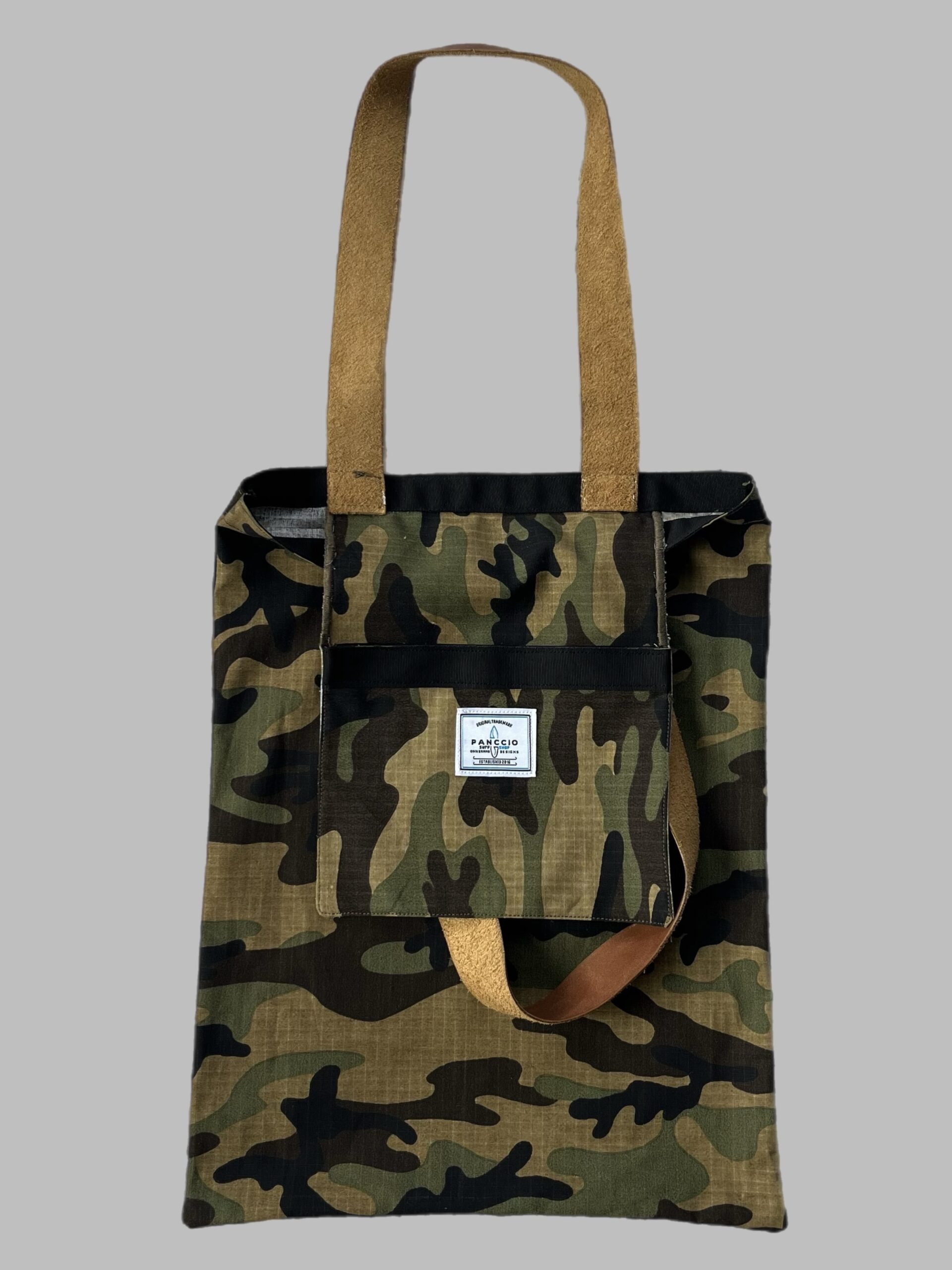 Womens Military Leather Pocket Tote Bag - Image 3