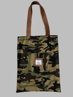 Womens Military Leather Pocket Tote Bag
