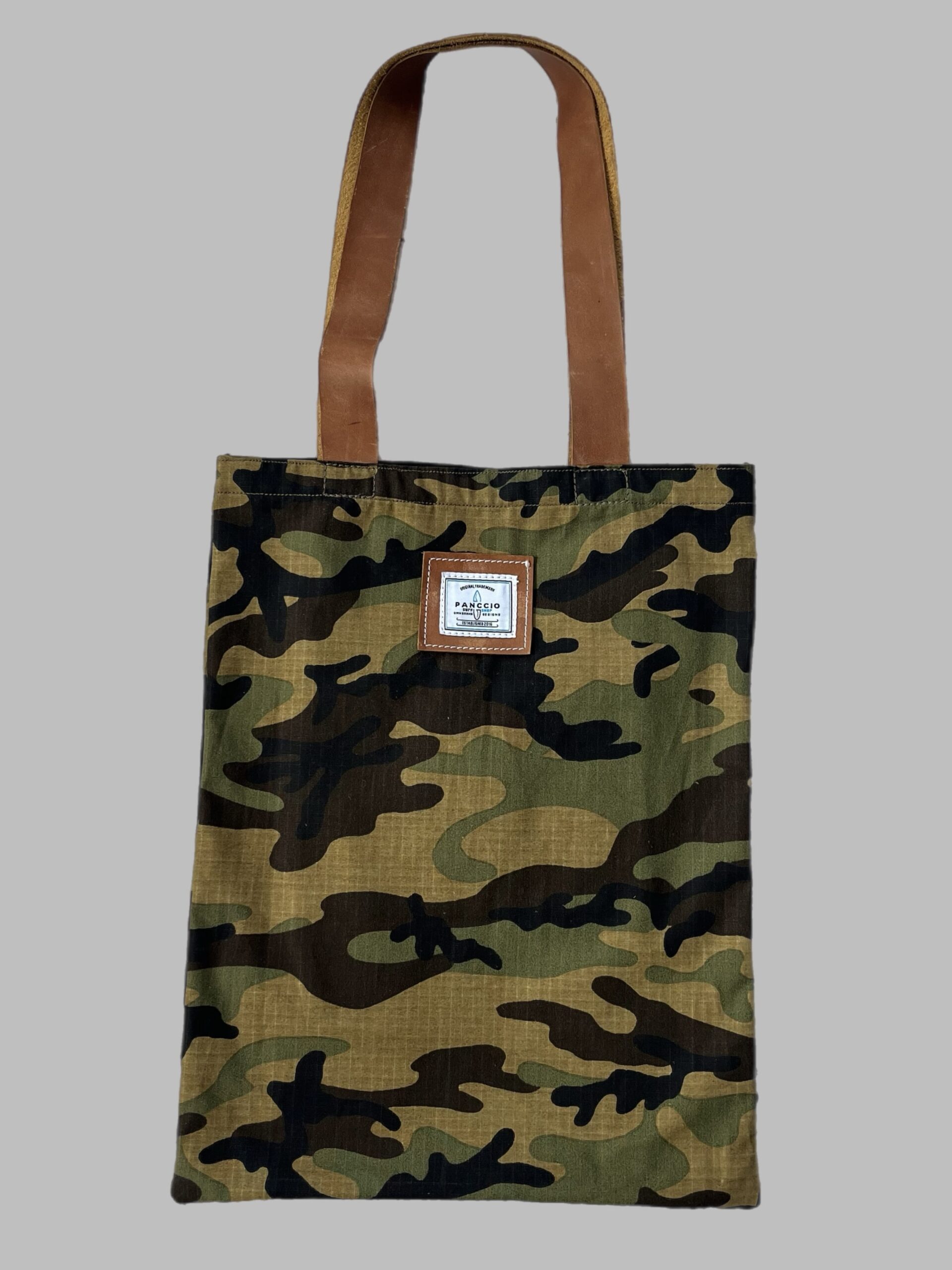 Womens Military Leather Pocket Tote Bag - Image 2
