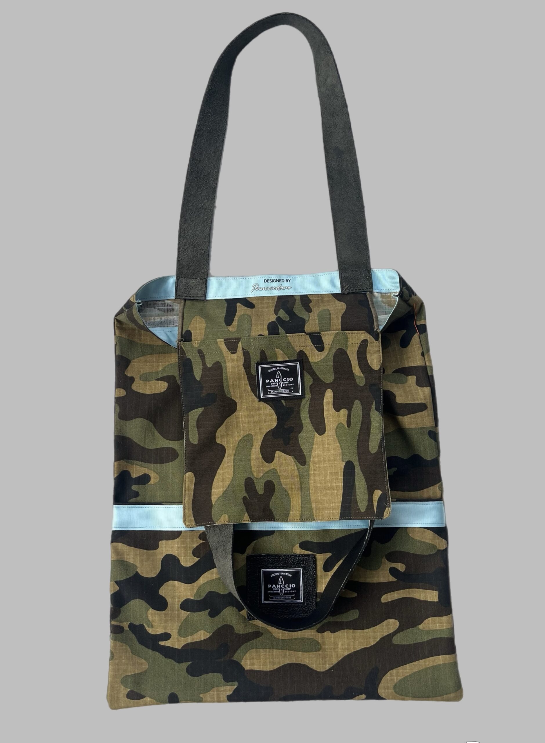 Womens Military Leather Pocket Tote Bag - Image 4