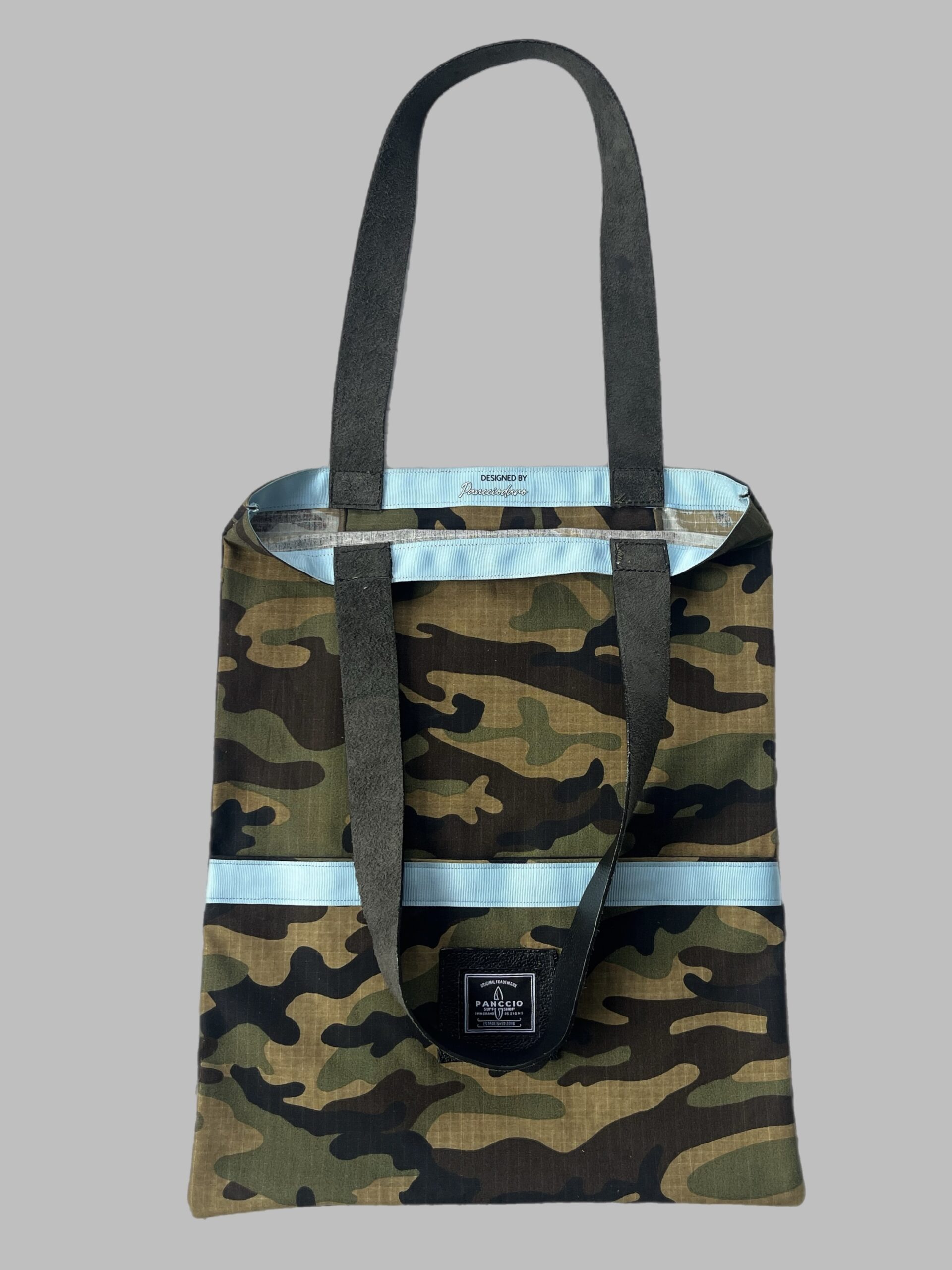 Womens Military Leather Pocket Tote Bag - Image 3