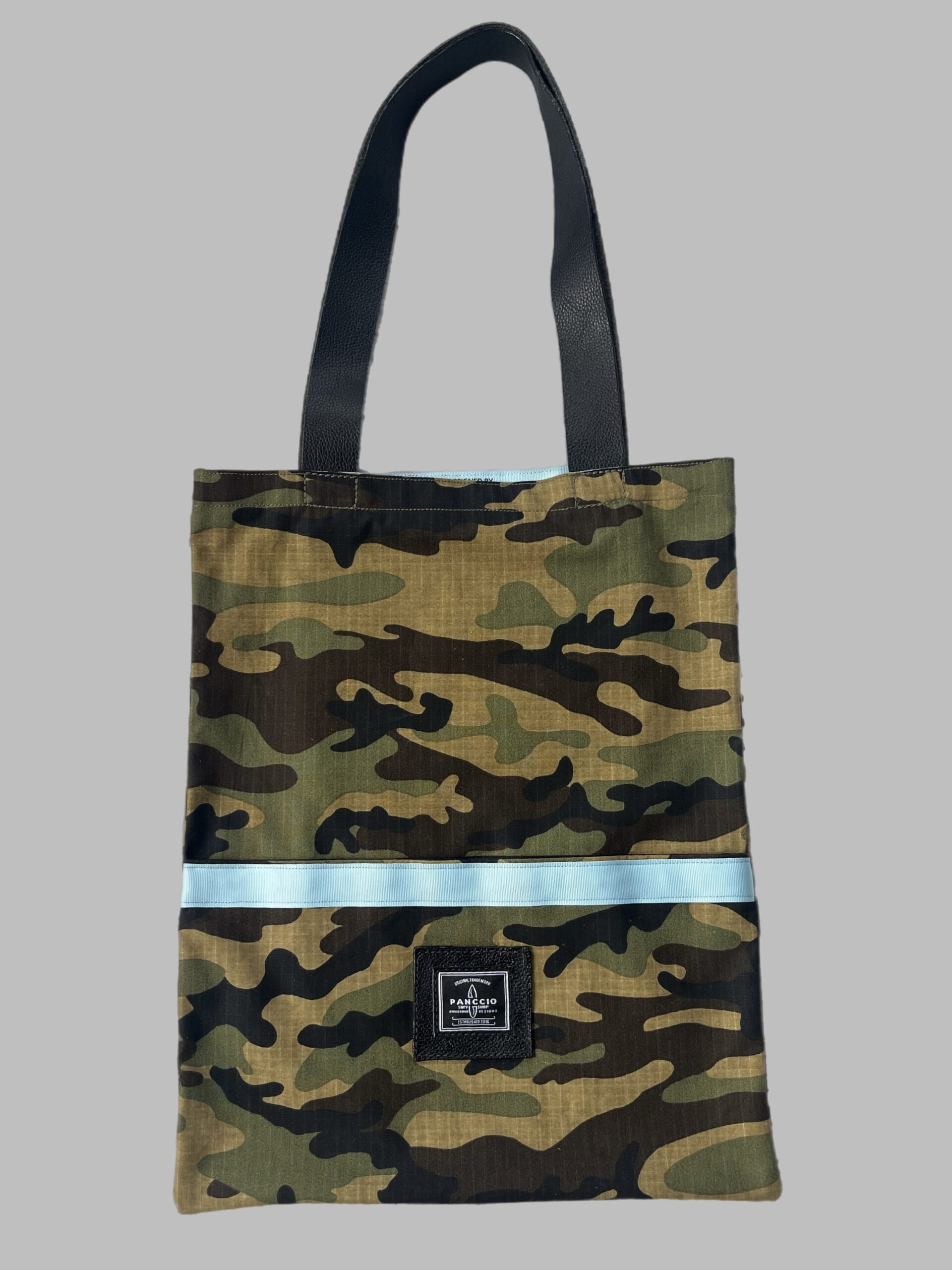 Womens Military Leather Pocket Tote Bag