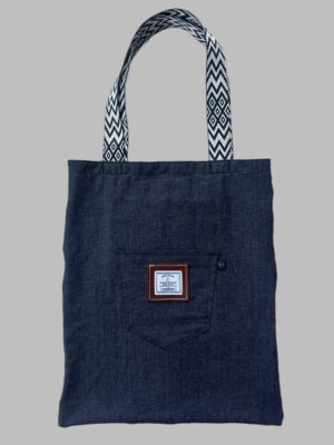 Womens Navy Jeans Native Pocket Tote Bag