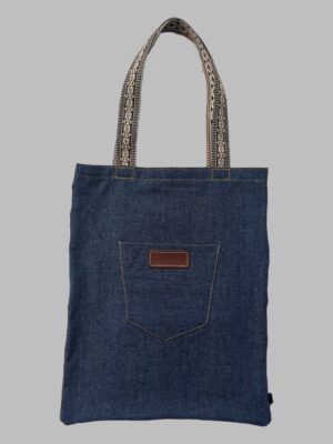 Womens Navy Jeans Native Pocket Tote Bag