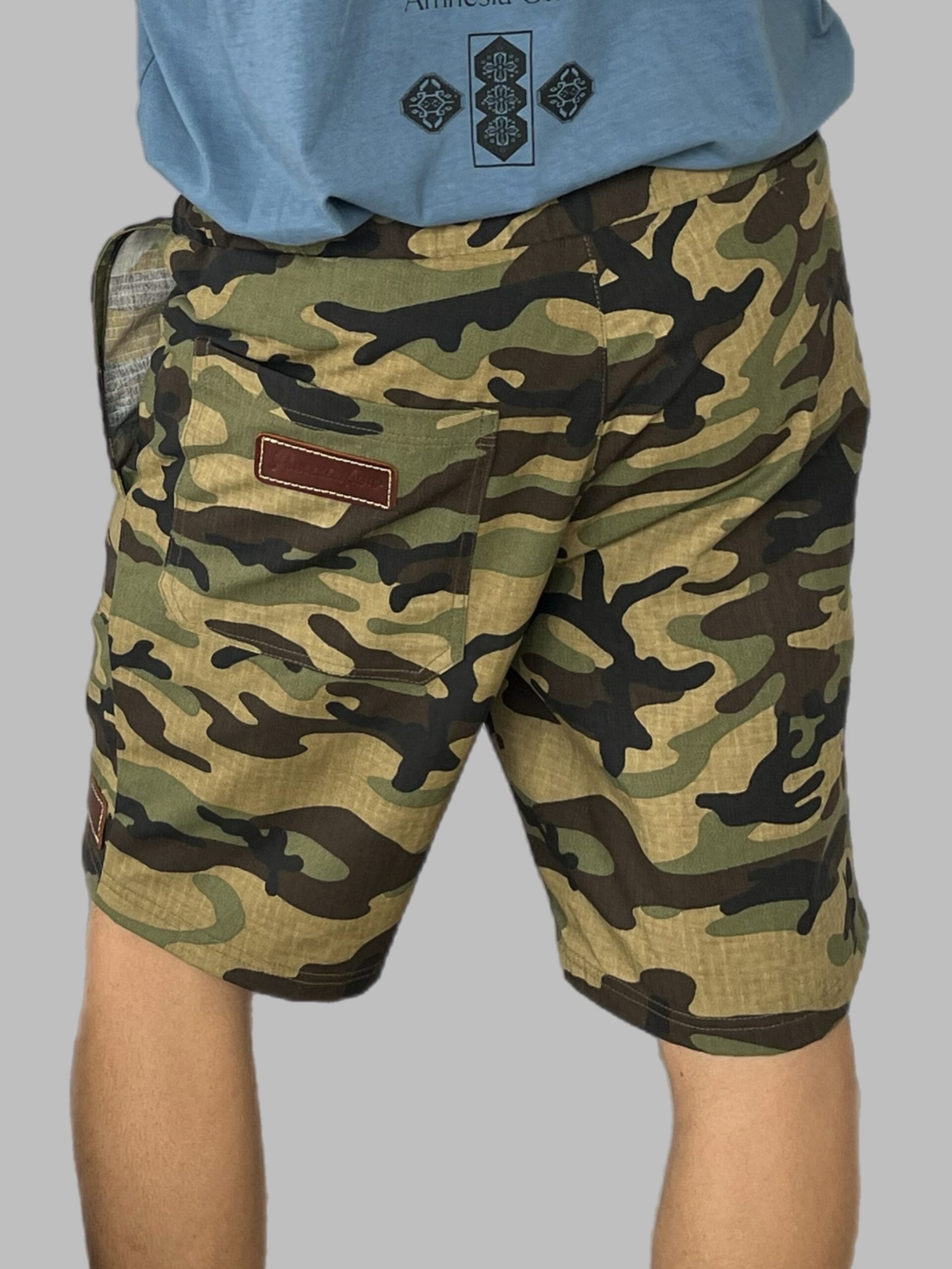 Men's Camo Military Leather Col Shorts - Image 2